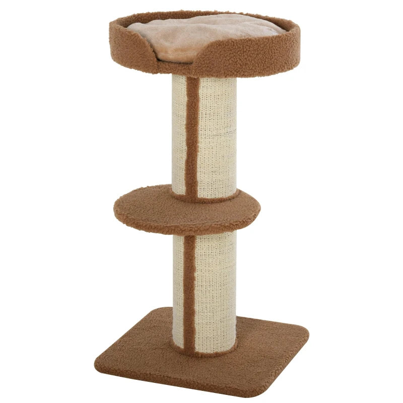 Cat Tree Kitty Tower with Sisal Mat Scratching Post, Cat Bed, Cushion, Perch, 18" x 18" x 36", Brown