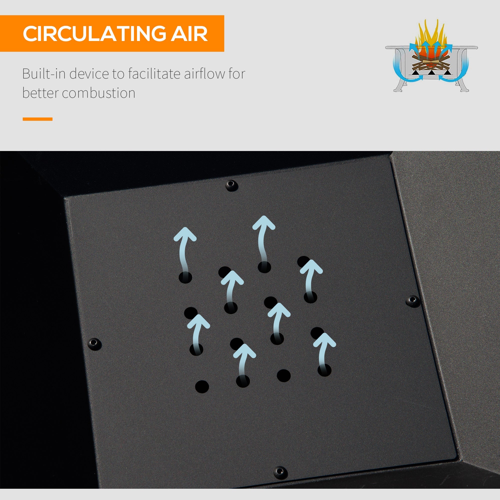 Outsunny Campfire Companion: 17.7"x17.7"x13.4" Portable Wood Burning BBQ Grill Fire Pit with Spark Screen, Poker, Camping, Black 