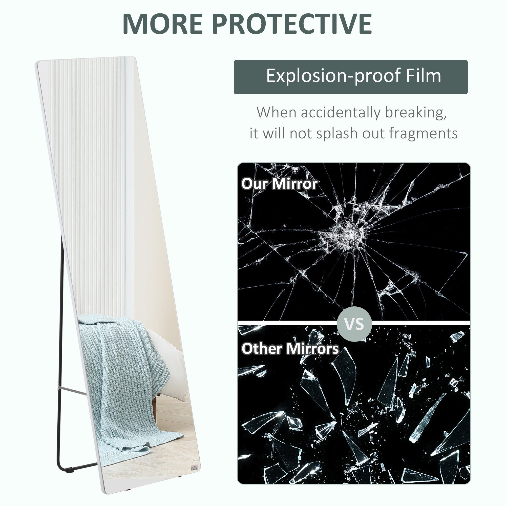 HOMCOM Silvery Silhouette: Full-Length Aluminum Alloy Framed Hanging or Leaning Mirror for Bedroom and Living Room Decor 