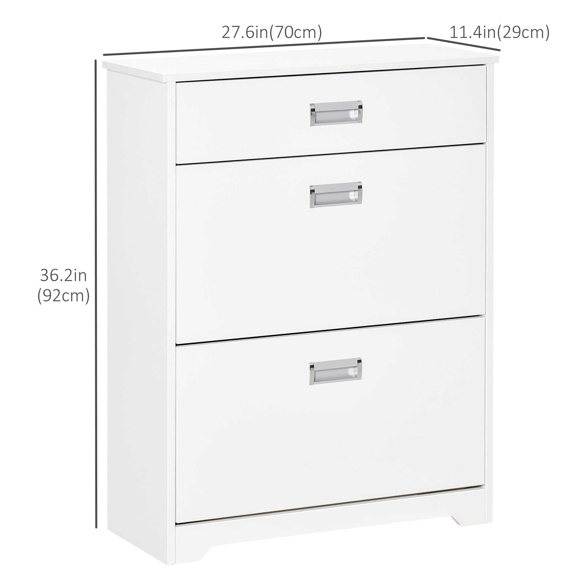 HOMCOM Compact Shoe Sanctuary: Storage Cabinet with Drawer, 2 Flip Doors, Adjustable Shelves for 16 Pairs, White 