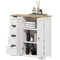 Freestanding Bathroom Floor Cabinet, Modern Bathroom Cabinet with Adjustable Shelf, 4 Drawers and 2 Doors, White
