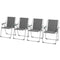 Outsunny Portable Patio Perfection: 4-Pack Folding Camping Chairs with Armrests for Garden Backyard, Grey Finish