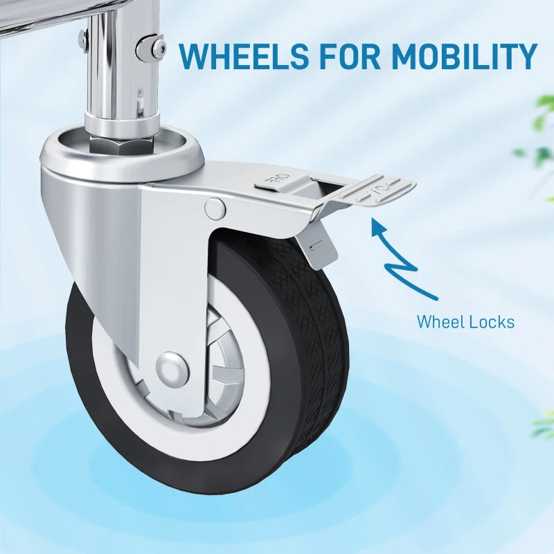 Rolling Shower Chair, Bedside Commode Chair with Wheels, Backrest, Arms, Flip Footrests for Seniors, Disabled, Grey