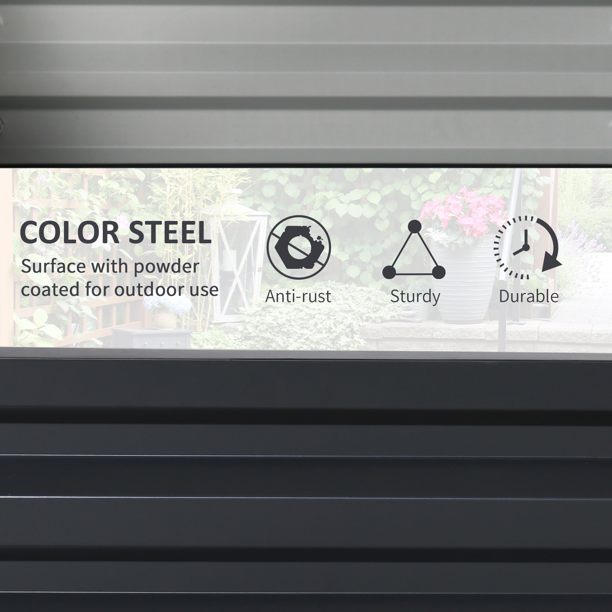 Outsunny 2' x 2' Raised Garden Bed 2-Pieces with Color Steel Frame for Vegetables Flowers Herbs Grey 