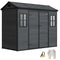 8 x 4 ft Resin Garden Shed, Wood-Effect Outdoor Storage Shed with Floor, Windows, Lockable Doors and Vents, Dark Grey