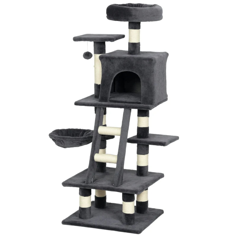 52 Inch Large Cat Tree for Indoor Cats, Dark Grey