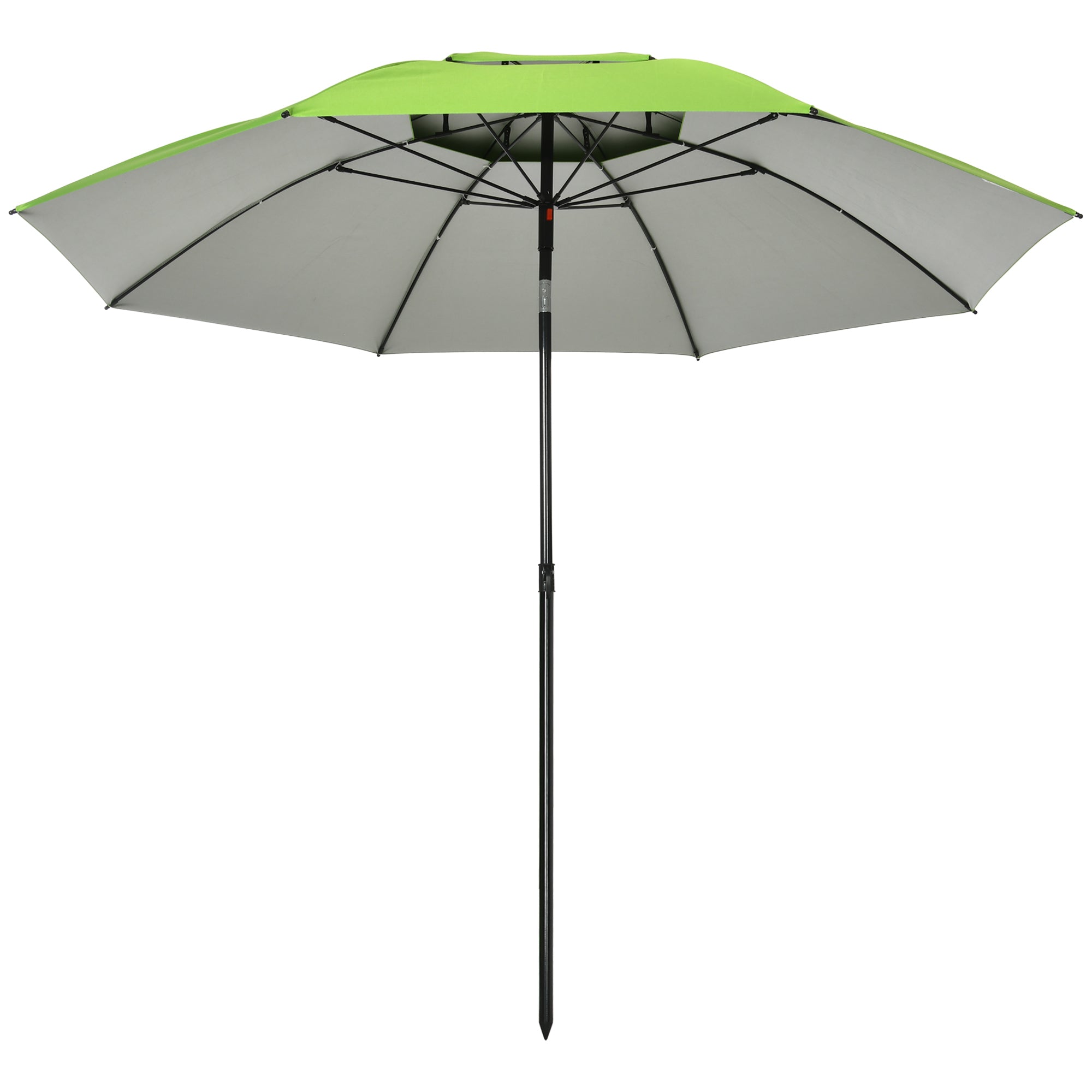 Outsunny 6.6ft Arched Beach Umbrella: Angle Adjustable with UV30+ Protection for Outdoor, Green 
