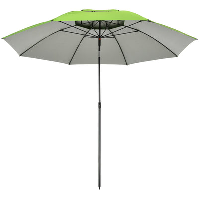 Outsunny 6.6ft Arched Beach Umbrella: Angle Adjustable with UV30+ Protection for Outdoor, Green 
