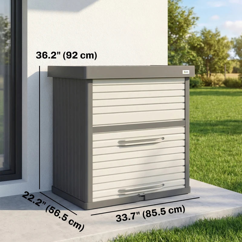 82 Gallon Outdoor Storage Box, Splash-Resistant & UV Resistant Garden Storage Container for Patio, Porch, Poolside, Grey