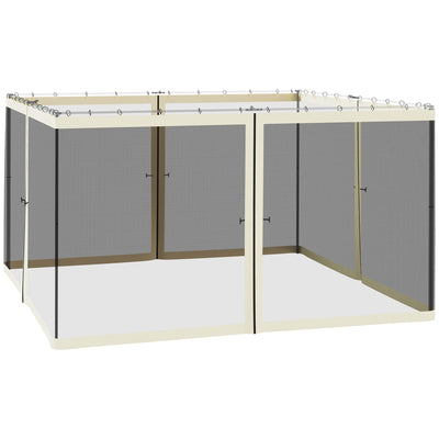 Outsunny Gazebo Mosquito Netting 12x12 Black Replacement Screen Walls with Zippers for Canopy 