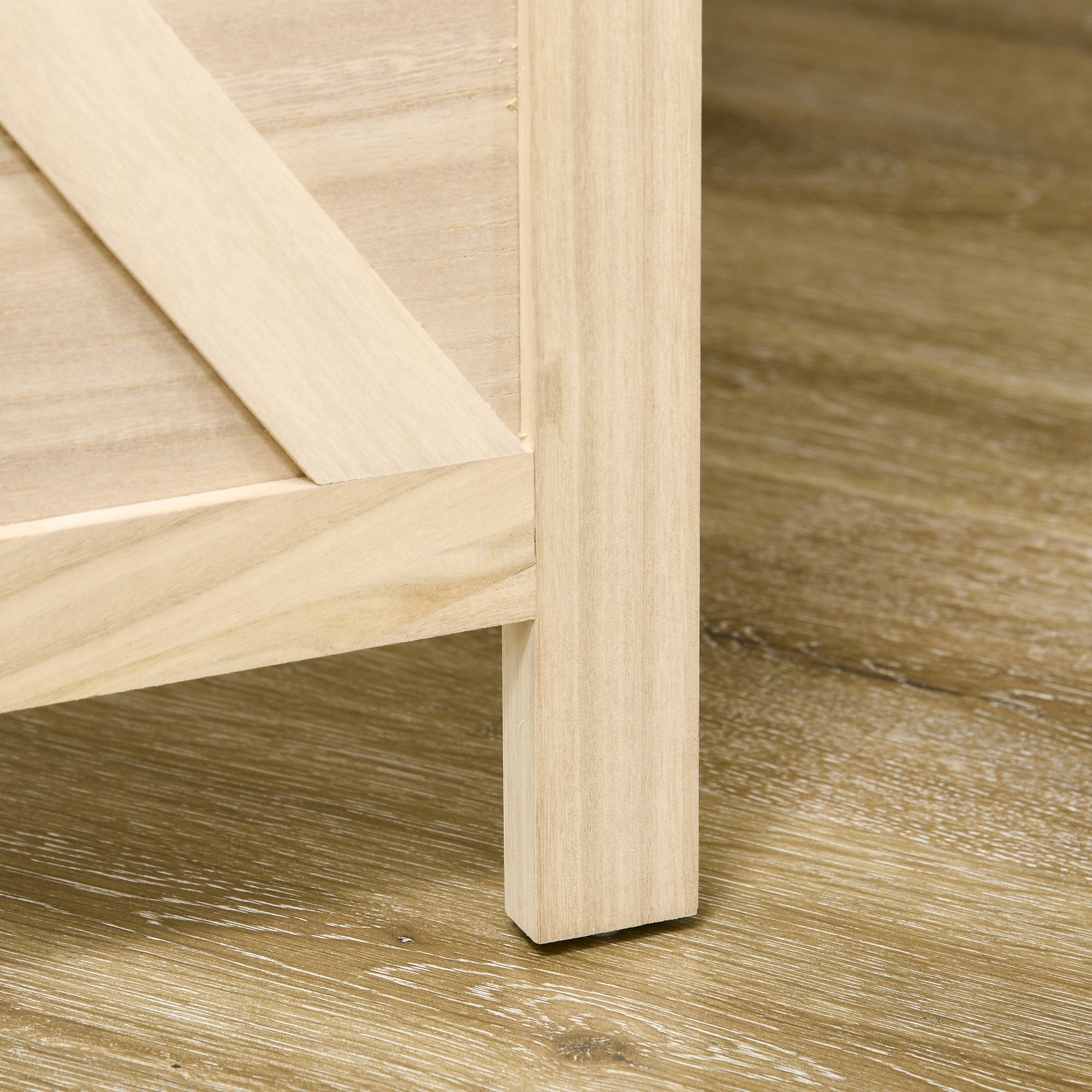 HOMCOM 4.7ft Room Separator, 4-Panel Pegboard Privacy Screen for Home Office & Studio, Wooden Material, Natural 