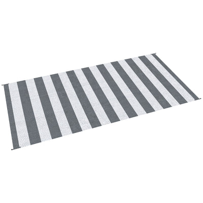 Outsunny Reversible Outdoor RV Rug, Patio Floor Mat, 9' x 18' Plastic Straw Rug for Backyard, Deck, Beach, Camping, Grey & White 