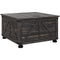 HOMCOM Farmhouse Coffee Table, Square Center Table with Flip-top Lids, Hidden Storage Compartment and Wooden Legs, Distressed Brown