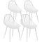 Modern Dining Chairs Set of 4, Plastic Kitchen Chairs with Hollow Backrest and Metal Legs for Living Dining Room, White