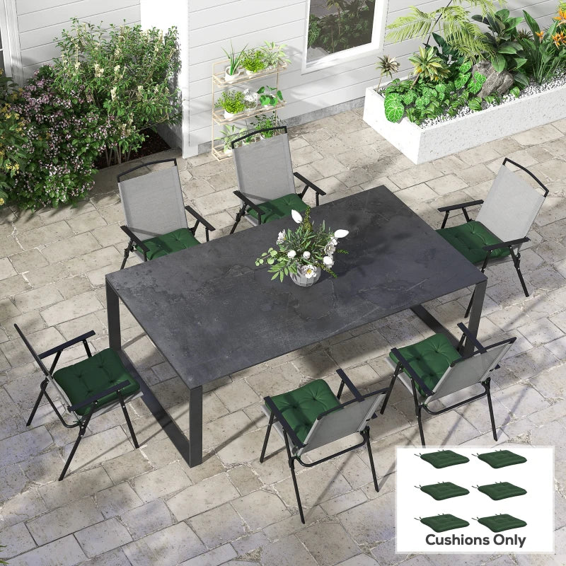 6-Piece Seat Cushion Replacement, Outdoor Patio Chair Cushions Set with Ties, Button Tufted, Dark Green