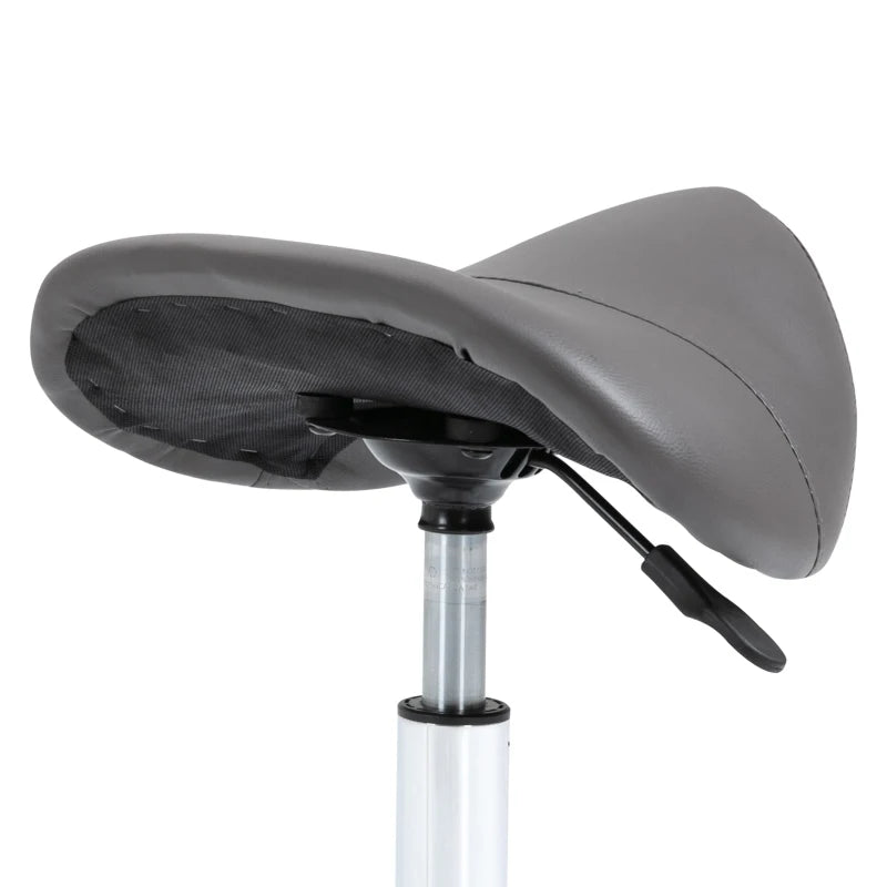 Adjustable Hydraulic Rolling Salon Stool Swivel Saddle Chair Spa Beauty Seat PU Leather, Grey