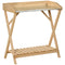 Outsunny Garden Potting Bench Wooden Work Station Outdoor Planting Workbench with Galvanized Metal Tabletop Storage Shelf