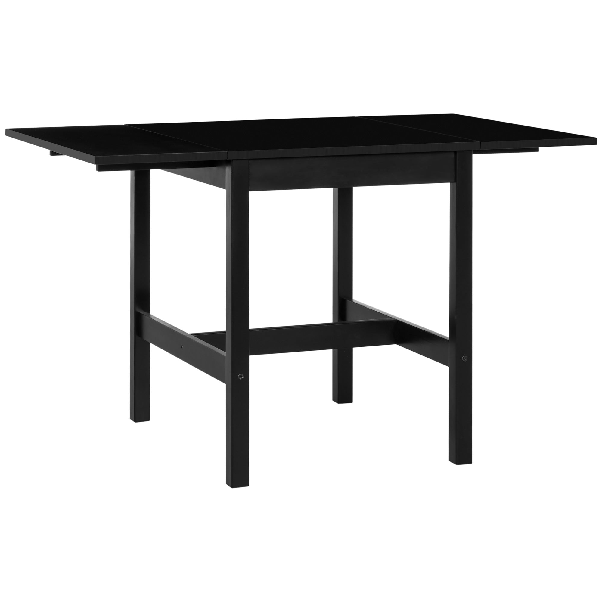 HOMCOM Compact Foldable Solid Wood Dining Table Drop Leaf Design for Small Spaces Kitchen Dining Room Black 