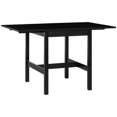 HOMCOM Compact Foldable Solid Wood Dining Table Drop Leaf Design for Small Spaces Kitchen Dining Room Black 