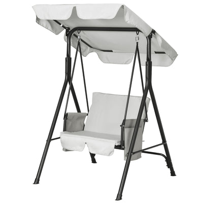 Outsunny 1-Seat Patio Swing Outdoor Porch Glider Adjustable Canopy Removable Cushions Garden Poolside 