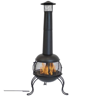 Black Steel Chimenea Wood Burning Fire Pit - Free Shipping 