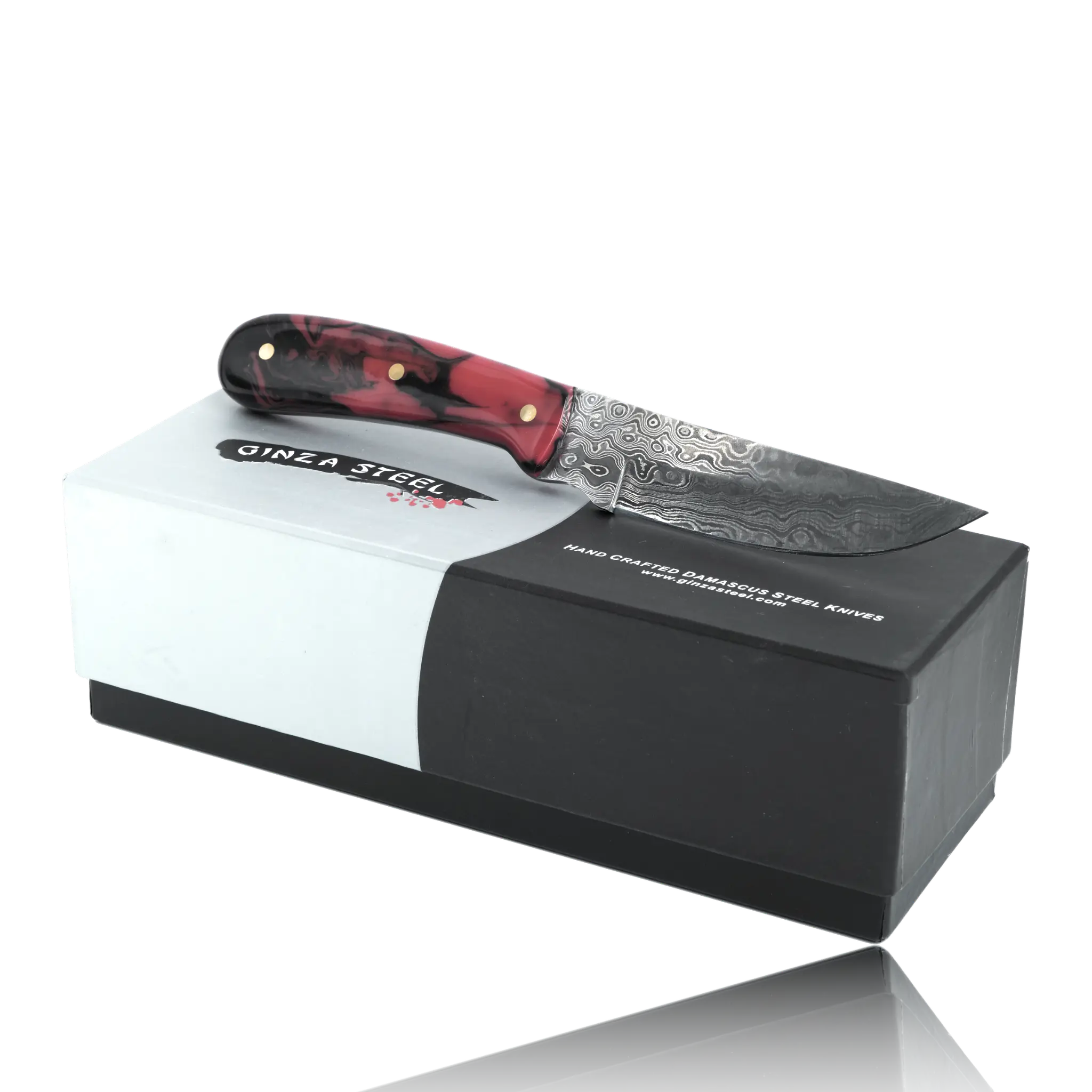 YUMA Damascus Steel Skinner Knife 5 inch blade with Original Cow leather sheath 