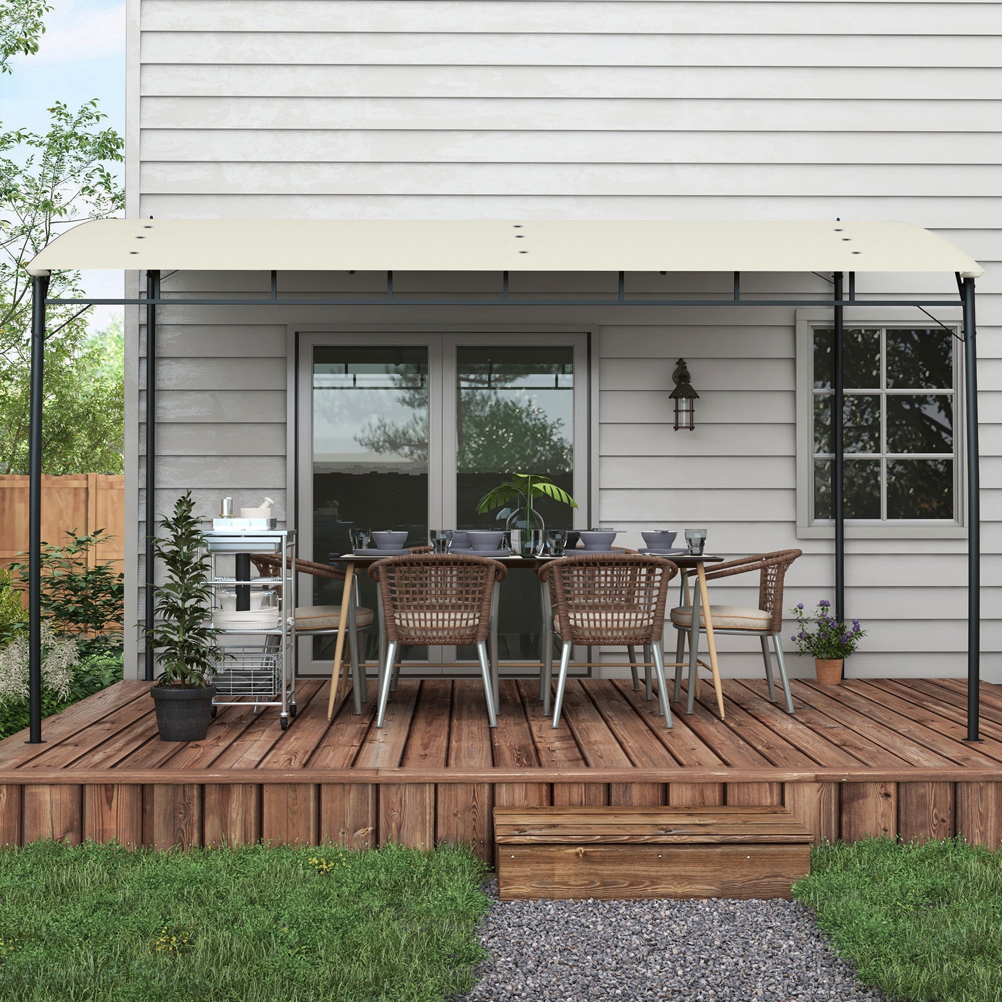 Outsunny 10' x 13' Outdoor Pergola with UV30+ Protection Canopy and Steel Frame for Porch, Patio, Deck, Backyard, Cream White 