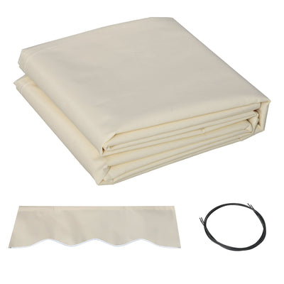 Outsunny Retractable Awning Replacement Fabric: 12'x10' Cream White UV Protection Sunshade Canopy Cover 