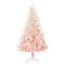 HOMCOM 7ft Festive Artificial Christmas Tree in White and Pink with Metal Stand, Quick Setup for Holiday Decor