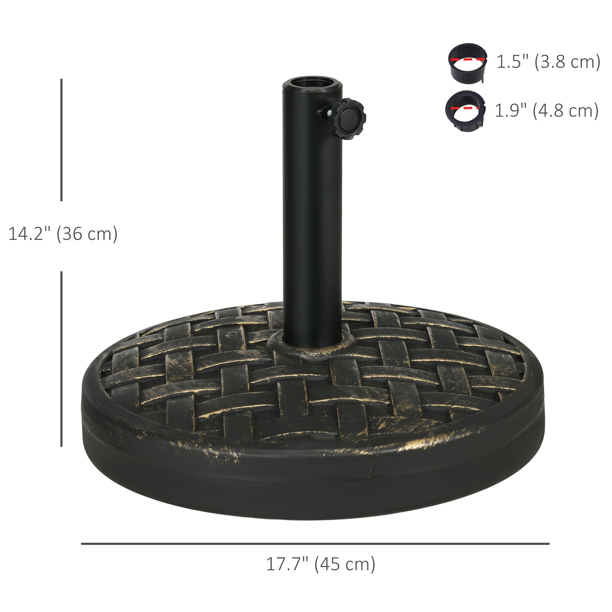 Outsunny 40lbs. Concrete Umbrella Base with Rattan Effect, Heavy Duty Parasol Stand for Outdoor Patio Umbrella, Bronze 