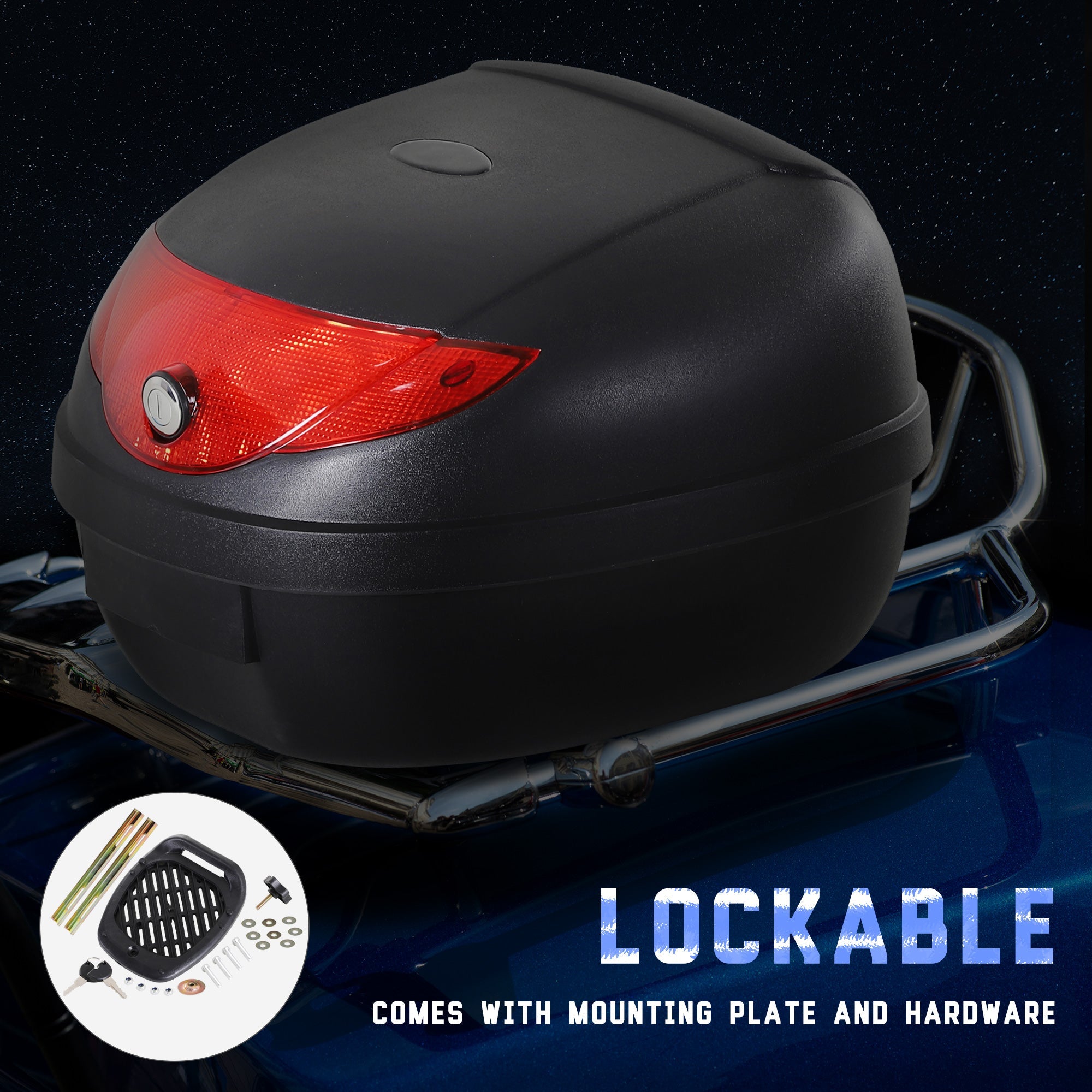 Homcom Motorcycle Box 24L Detachable Scooter Trunk Lockable Tour Tail Carrier Black 