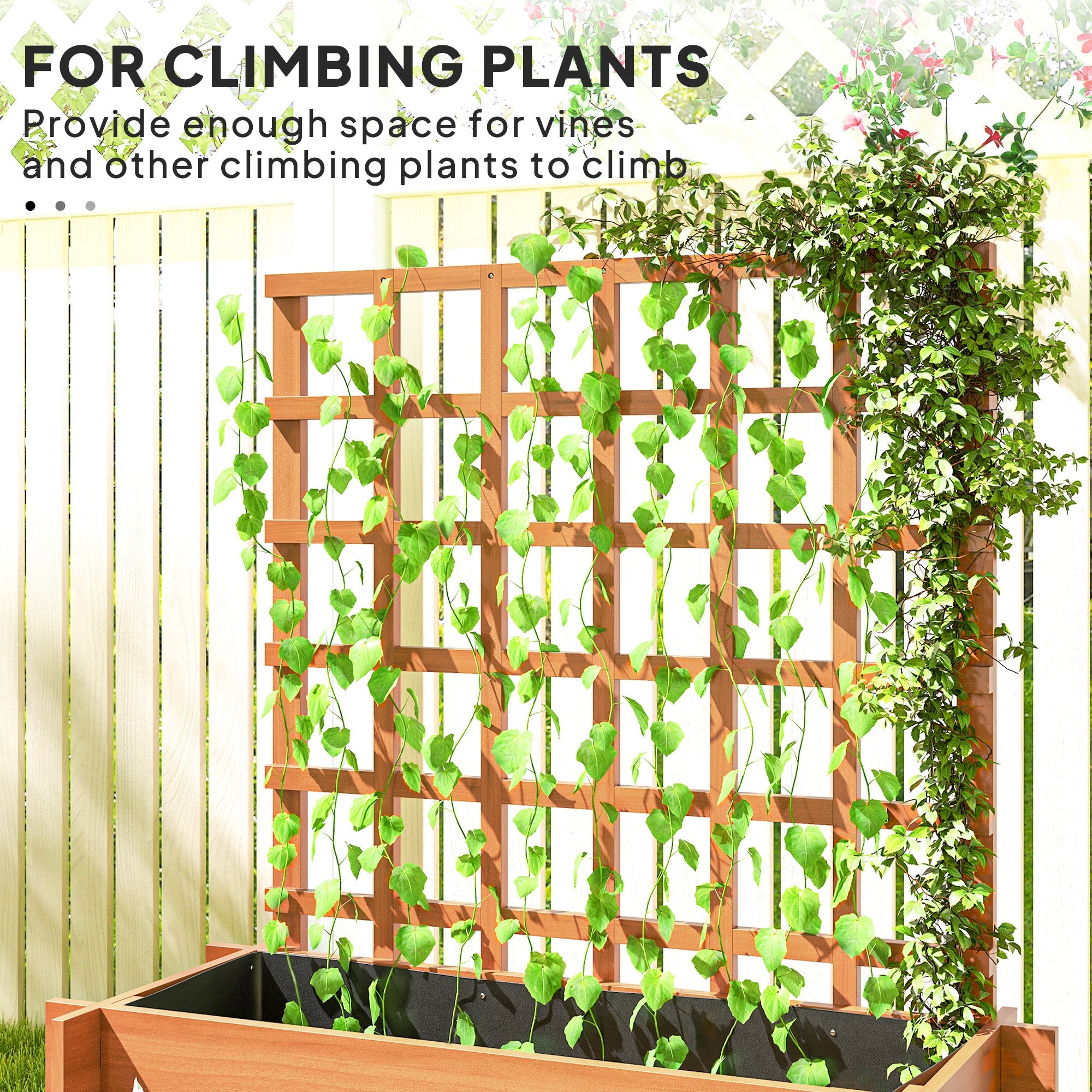 Outsunny Wooden Elevated Planter Box with Trellis for Climbing Plants, 3 Tier Raised Garden Bed for Garden, Outdoor, Brown 