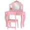 Qaba Kids Vanity Set, Dual-Use Dressing Table with Removable Tri-Folding Mirror and Drawer, for Ages 3-8, Pink