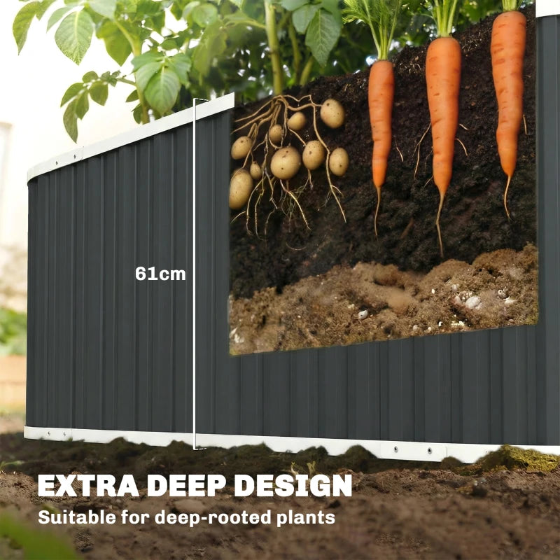 Galvanized Raised Garden Bed, Deep Rot Planter Box, Outdoor Garden Bed with Plant Labels, 7' x 2' x 2', Dark Grey