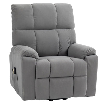 HOMCOM Electric Recliner Lift Chair for Elderly Fabric Upholstery Remote Control Side Storage Pockets Elegant Grey 