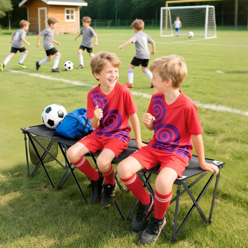 Portable 4-Seater Folding Camping Chair, Team Bench Chair with Carry Bag for Soccer Football Team, No Assembly
