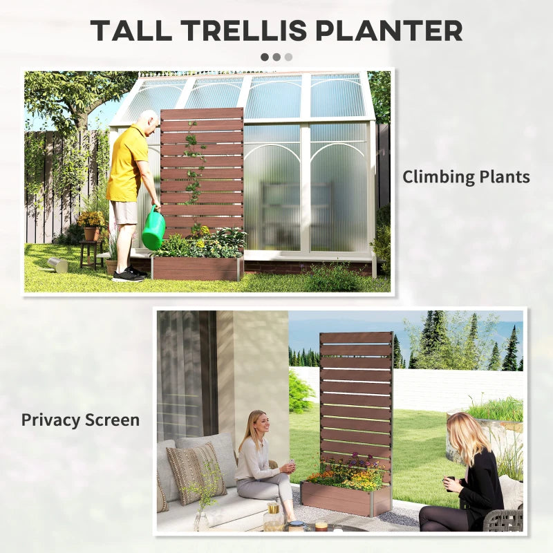 Trellis Planter for Climbing Plants, Raised Garden Bed with Trellis, Planter Box for Outdoor Garden, Light Brown