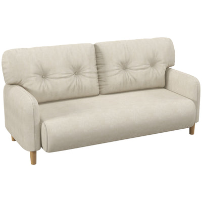 HOMCOM 58" 2 Seat Sofa Modern Love Seats Furniture Upholstered 2 Seater Couch Solid Wood Frame Beige for Living Room Bedroom 
