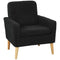 Fabric Accent Chair, Modern Upholstered Armchair with Wood Legs and Wide Padded Seat, Black