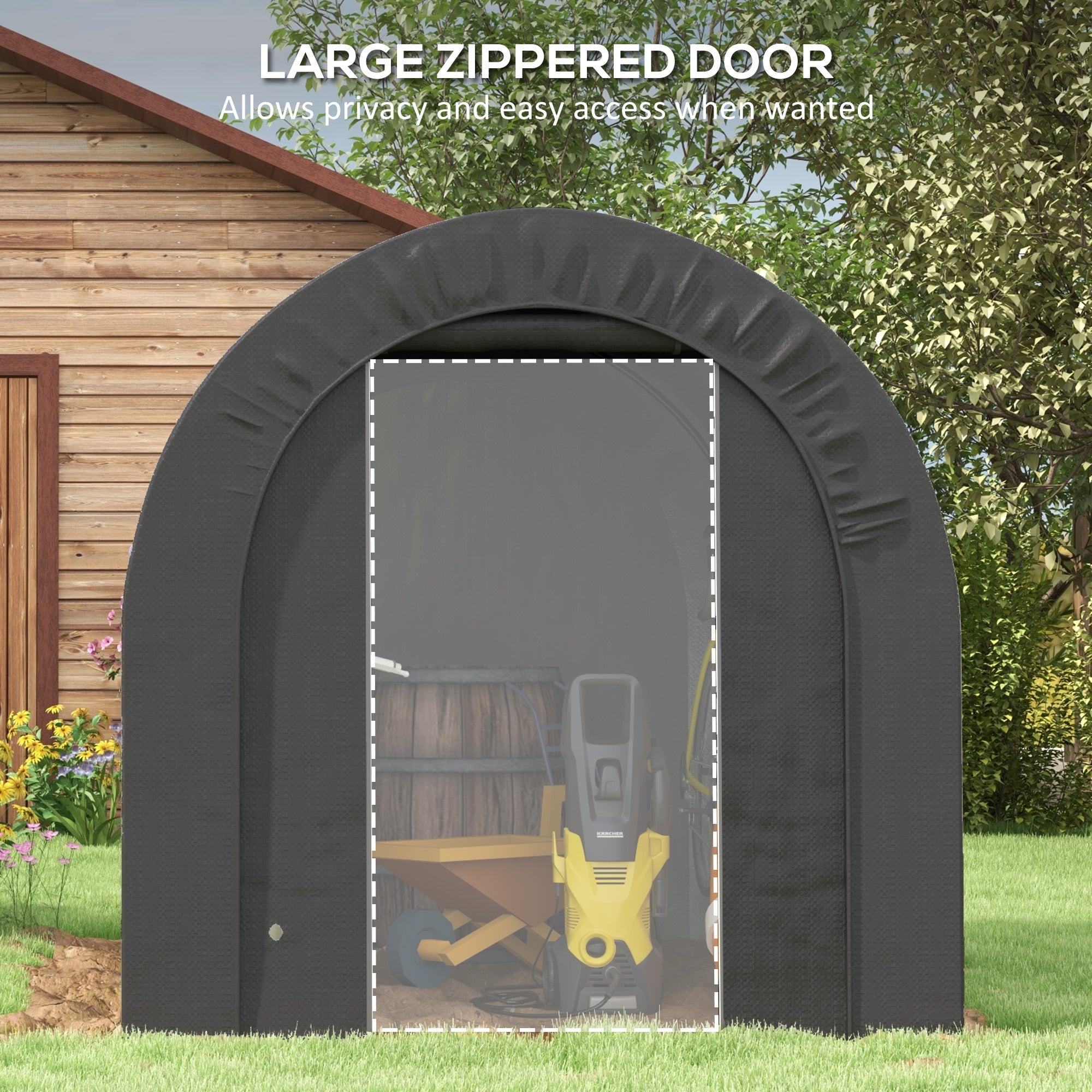Outsunny 6' x 8' Outdoor Storage Shed, Heavy Duty Galvanized Steel Portable Shed for Bike, Motorcycle, Garden Tools, Dark Grey 