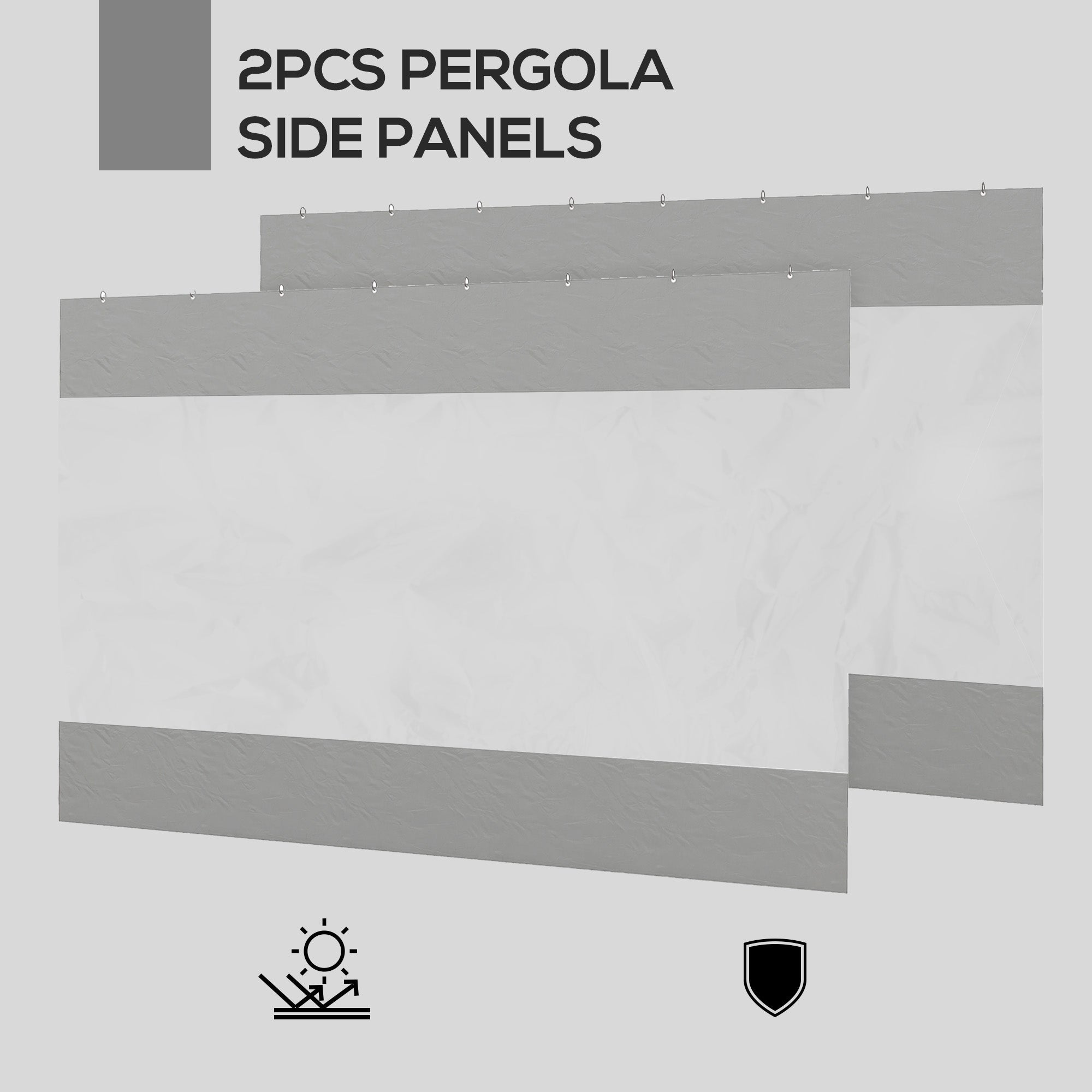 Outsunny Pergola Gazebo Curtains for 10' x 10' Pergola, 2 Pack Side Panels Replacement with Large Windows and Zipped Doors 