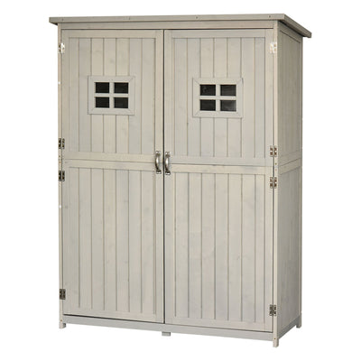 Outsunny Wooden Garden Storage Shed 4x1.5ft Outdoor Tool Organizer with Windows Double Door 