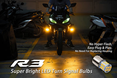 2022 Yamaha YZF R3 LED Super Bright Turn Signal Bulbs Front + Rear (fits 2019~2021) (4pcs) 