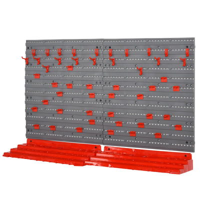 DURHAND Pegboard Tool Organizer: 54-Piece Wall-Mount System with 50 Hooks & Shelves for Garage Storage 