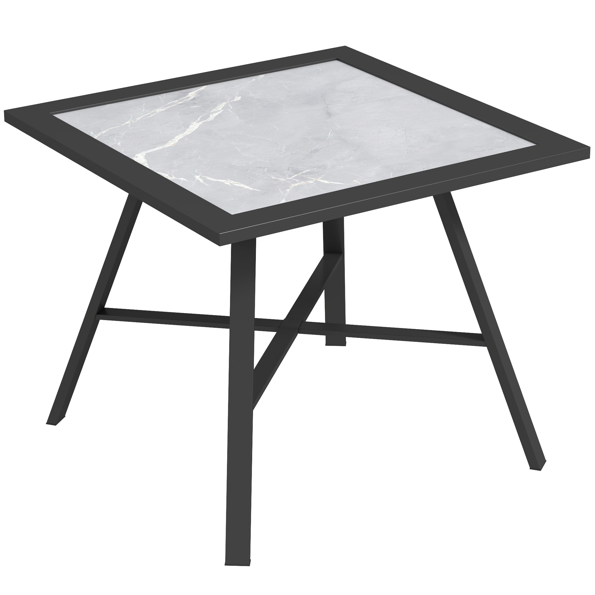 Outsunny Small Outdoor Side Table, Patio Side Table with SPC Tabletop for Garden, Patio, Lawn, Grey 