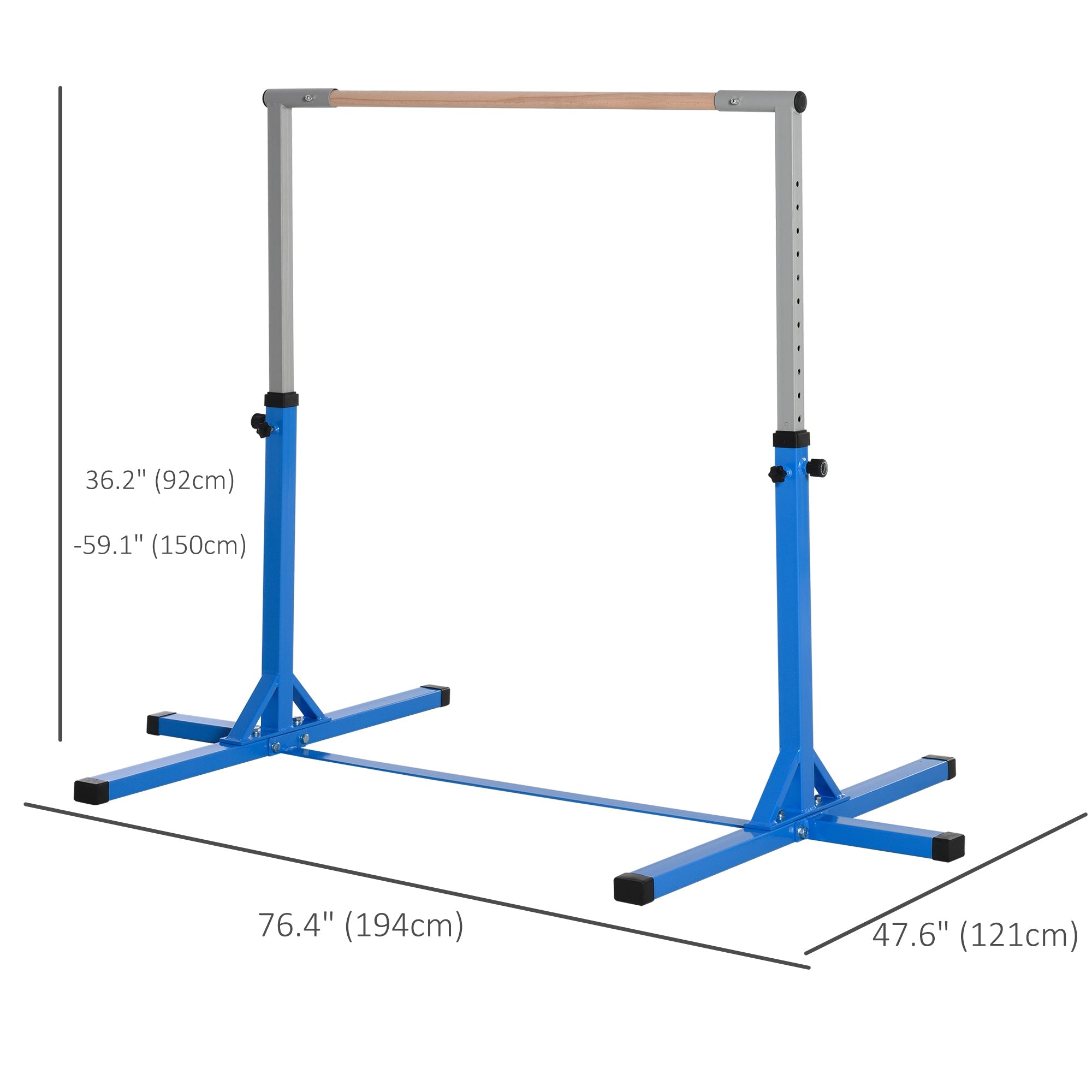 Soozier Professional Gymnastics Bar for Kids, Toddler Home Gymnastics Equipment with 13-level Adjustable Height, Blue 