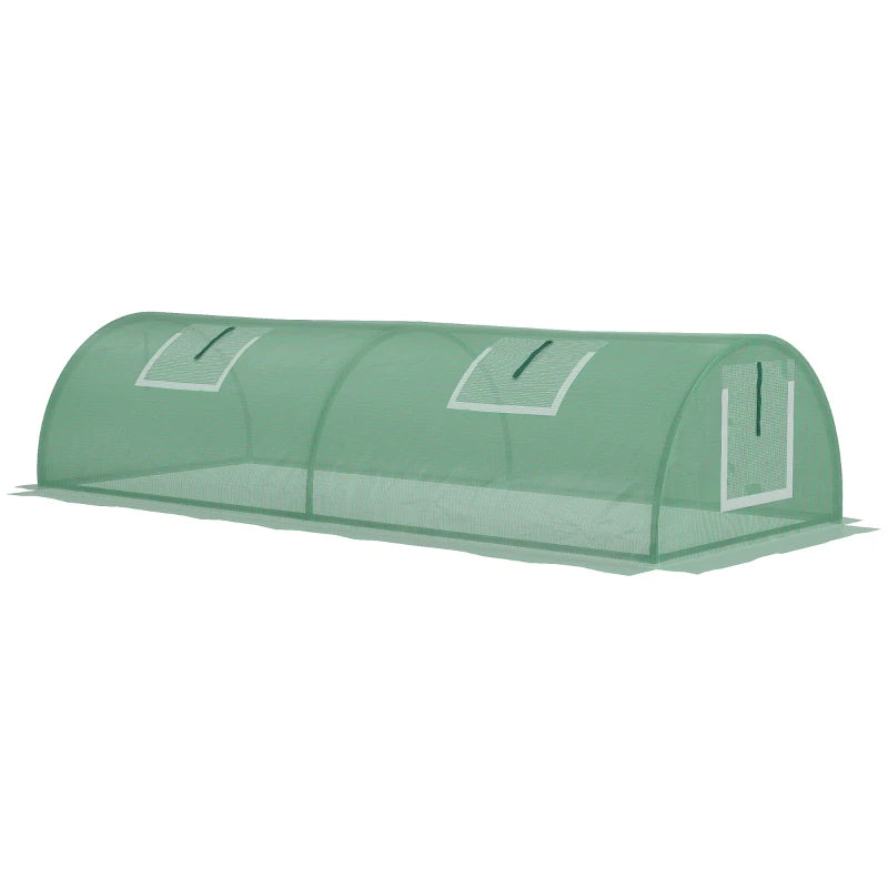 Portable Mini Greenhouse, Tunnel Growing Tent with 5 Mesh Windows and Steel Frame, 7' x 3' x 2', Green