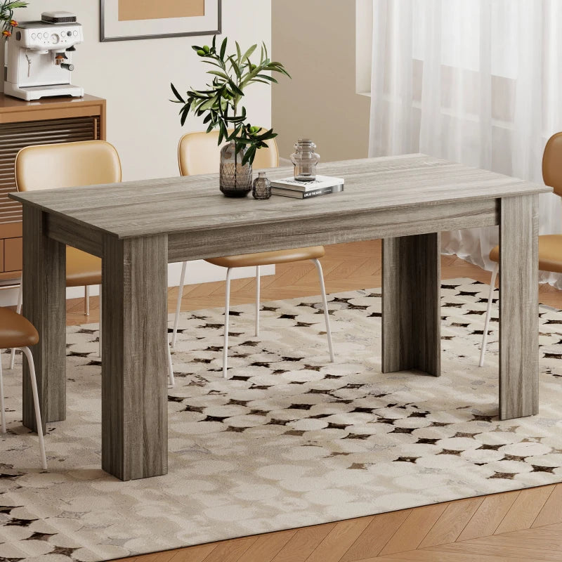 63" Kitchen Table for 4-6 People, Dining Table with Wood Effect for Dining Room, Grey