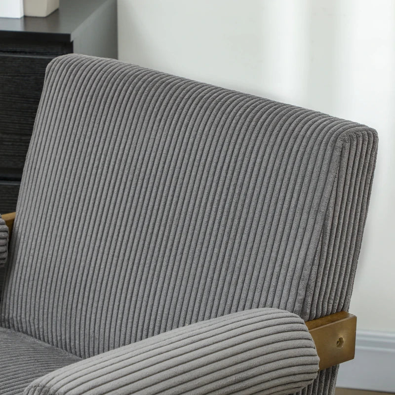 Corduroy Accent Chair Armchair with Wide Seat and Soft Padded Armrests for Reading, Bedroom, Dark Grey