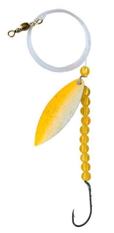 Transparent Yellow Beads Willow Leaf Spinner – Yellow Wave Blade Lure 